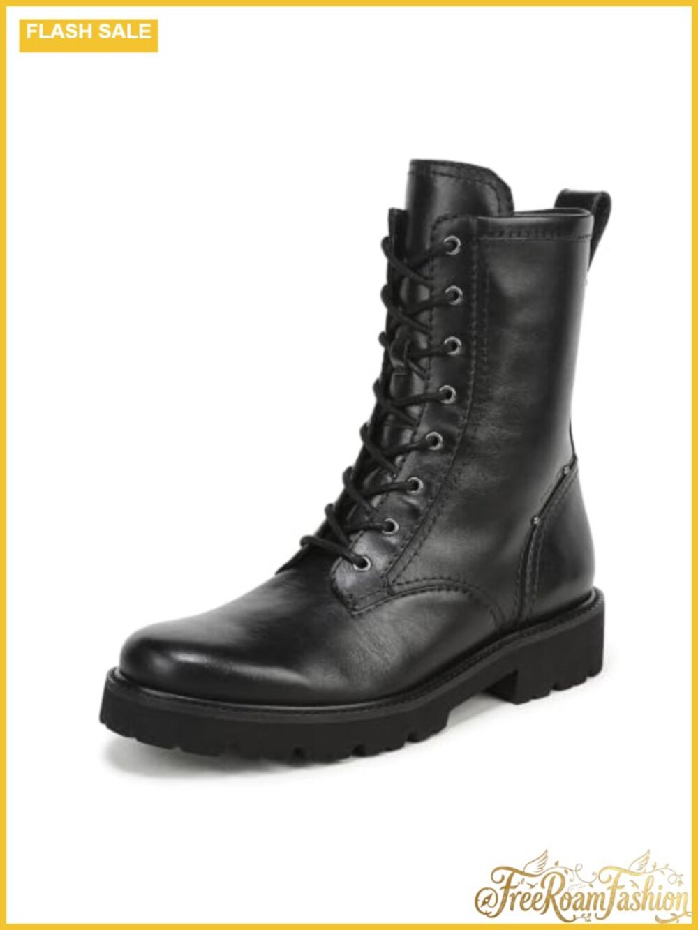 Platform Lace-Up Ankle Boots Leather Combat Booties